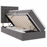 vidaXL Opbergbed met hoofdeinde Grijs Kunstleer 100 x 200 cm