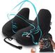 Unyqoos® Coussin de voyage gonflable avec capuche et bouchons d'oreilles – coussin de voyage réglable pour adultes, 5 positions de sommeil, gonflage rapide, noir, taille L
