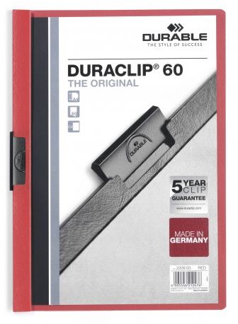 Durable Duraclip 60 - Stofklepmappen - rood, transparant - PVC - 1