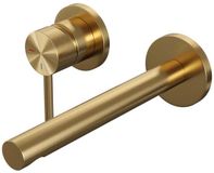 Brauer Gold Edition Inbouw Wastafelmengkraan met Rechte Uitloop en Rozetten Model A2 Goud Geborsteld PVD