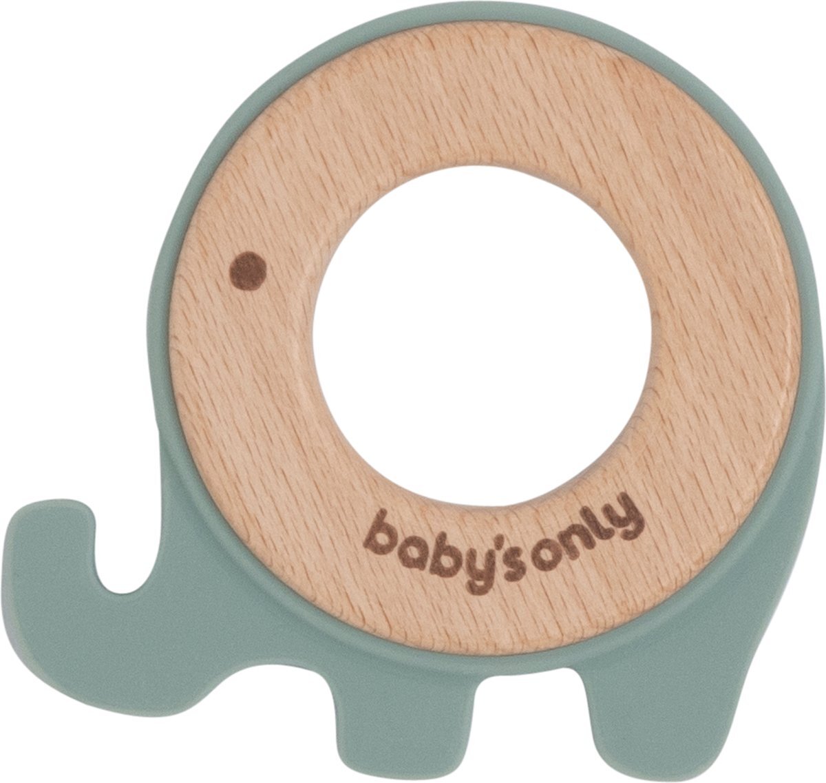 Baby's Only Houten baby bijtring - Bijtspeeltje olifant - Stonegreen - Baby cadeau