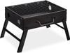 BeBeauyt BBQ au charbon de bois - Gril de table pliable - Inox - Noir