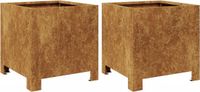 vidaXL Jardinière 2 pièces 30x30x30 cm Acier Marron
