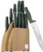 BerlingerHaus 10-delige Messenset op Bamboe Houten Standaard - Matt Green Collection