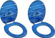 vidaXL Toiletbril met deksel 2 st waterdruppel MDF blauw