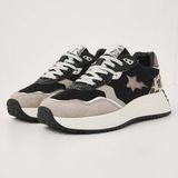 British Knights Fable Dames Sneakers Laag Zwart/Zand/Panterprint Maat 39