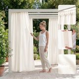 ROOM99 Garden Line Outdoorgordijn met plooiband, 155 x 270 cm (b x h), weerbestendig, waterdicht, inkijkbescherming, zonwering, winddicht, ecru