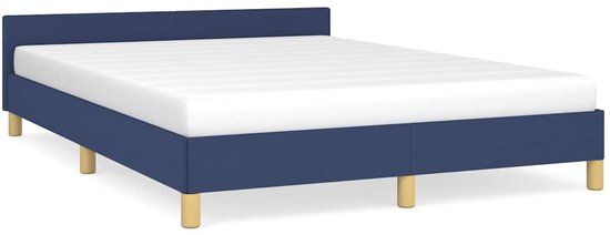 VidaXL Bedframe met hoofdeinde zonder matras 140x200 cm stof blauw