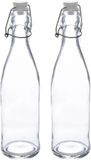 5five Beugelfles/weckfles - 2x - glas - transparant - luchtdicht - 0.5 liter - waterfles - limonade