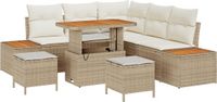 vidaXL Tuinbank Set 8-delig Beige Polyrattan