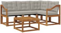 vidaXL Hoek loungeset 5-delig Acaciahout Natuurlijk en Lichtgrijs Inclusief Tafel