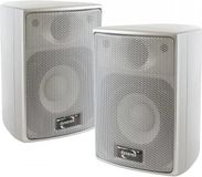 Dynavox AS-301 Satellietluidsprekers, paar, voor thuisbioscoop of kantoor, compacte surround-box, wandmontage, zilver