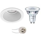 BES LED Philips GU10 Inbouwspot Set - Mat Wit - Inbouw Rond - Verdiept - CorePro 830 36D - Pragmi Minko Pro - 3.5W - Warm Wit 3000K - Ø90mm