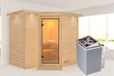 Karibu Sahib 2 Sauna avec auvent porte en verre clair poêle 9 kW commande intégrée