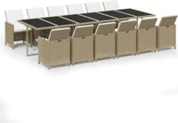 vidaXL 13-delige tuinset met kussens, van polyrotan, beige