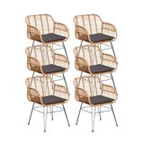 BUITEN living Lola Lola dining tuinstoel set van 6 | wicker + staal | Bamboo antraciet