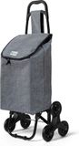VOUNOT Boodschappentrolley met 6 wielen met waterdicht vak, opvouwbare marktwagen, 2-in-1, tas van Oxford, trolley, trap, grijs