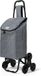 VOUNOT Boodschappentrolley met 6 wielen met waterdicht vak, opvouwbare marktwagen, 2-in-1, tas van Oxford, trolley, trap, grijs