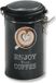 Kesper Koffie Bewaarblik voor bonen en gemalen koffie - Enjoy your coffee - metaal - zwart - clipsluiting - D11 x H19 cm - luchtdicht