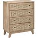 Commode 4 tiroirs meuble de rangement cannage en rotin aspect bois clair 80 x 35 x 95 cm