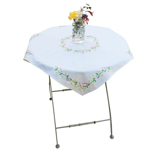 Trimits Borduurpakket - Tafelkleed - Daisy Chain, 80 x 80cm