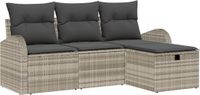vidaXL Bankstel Lichtgrijs Polyrattan 4-delig