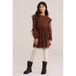 WE Fashion korte jurk met ruches en print - bruin/ecru