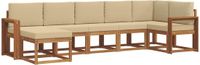 vidaXL - Hoek loungeset - 7 zitplaatsen - Acacia hout - Natuurlijk en beige