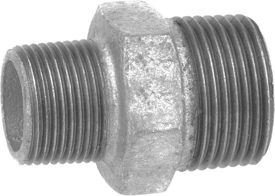 KIRCHHOFF GI dubbele verloopnippel, gegalvaniseerd, 1/2"BU x 3/8"BU