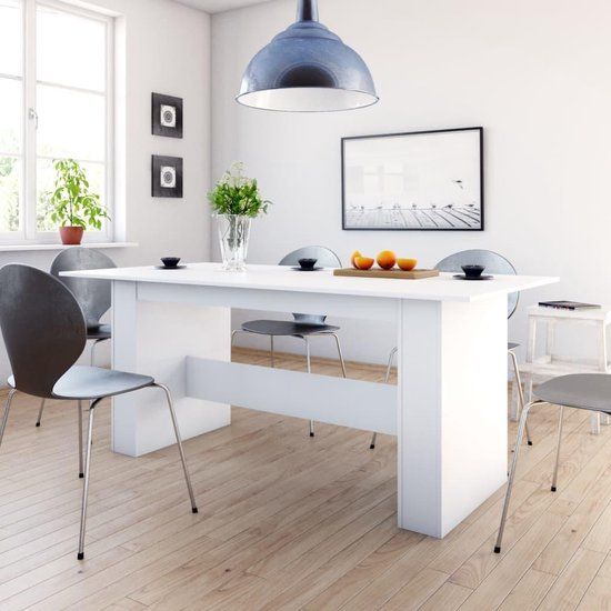 vidaXL Eettafel 180x90x76 cm bewerkt hout wit