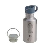 LÄSSIG Roestvrijstalen drinkfles, BPA-vrij, 500 ml, voor kinderen, kleuterschool, lekvrij, met sportdop/roestvrijstalen fles Happy Prints Animal