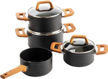 Gero Mark Kookpannenset - 4-delig - Zwart - PFAS-vrij - Inductie