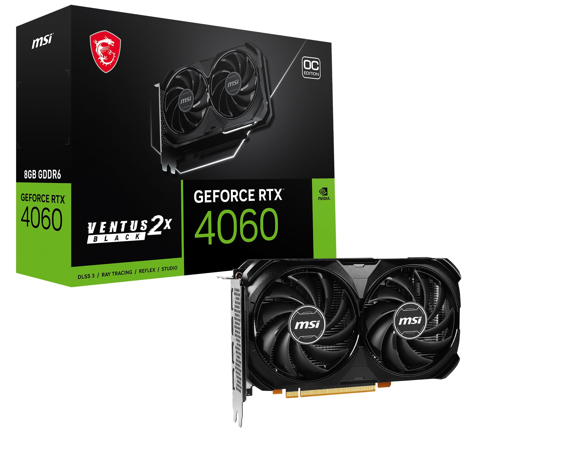MSI GeForce RTX 4060 VENTUS 2X BLACK 8G OC - 8GB GDDR6 Graphics Card