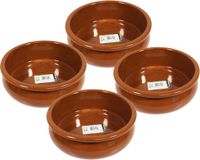 Concorde Tapas serveer of ovenschaaltje - 4x - rond - terracotta aardewerk - Dia 15 x H5 cm