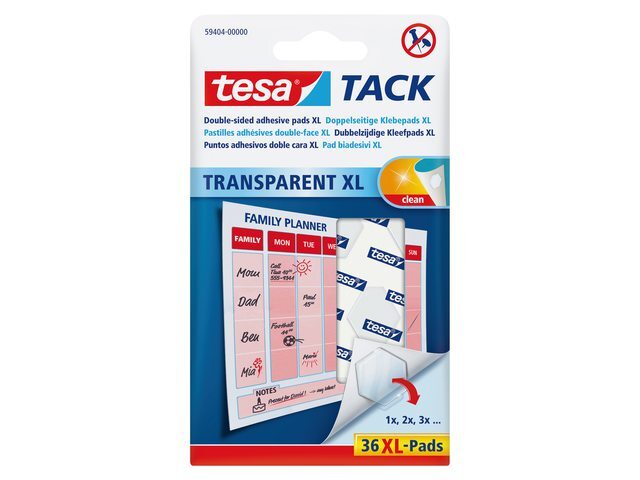 tesa Dubbelzijdige kleefpads tack transparant XL 36stuks