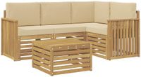 vidaXL Buiten bankenset 5 st Wit en Beige Polyester