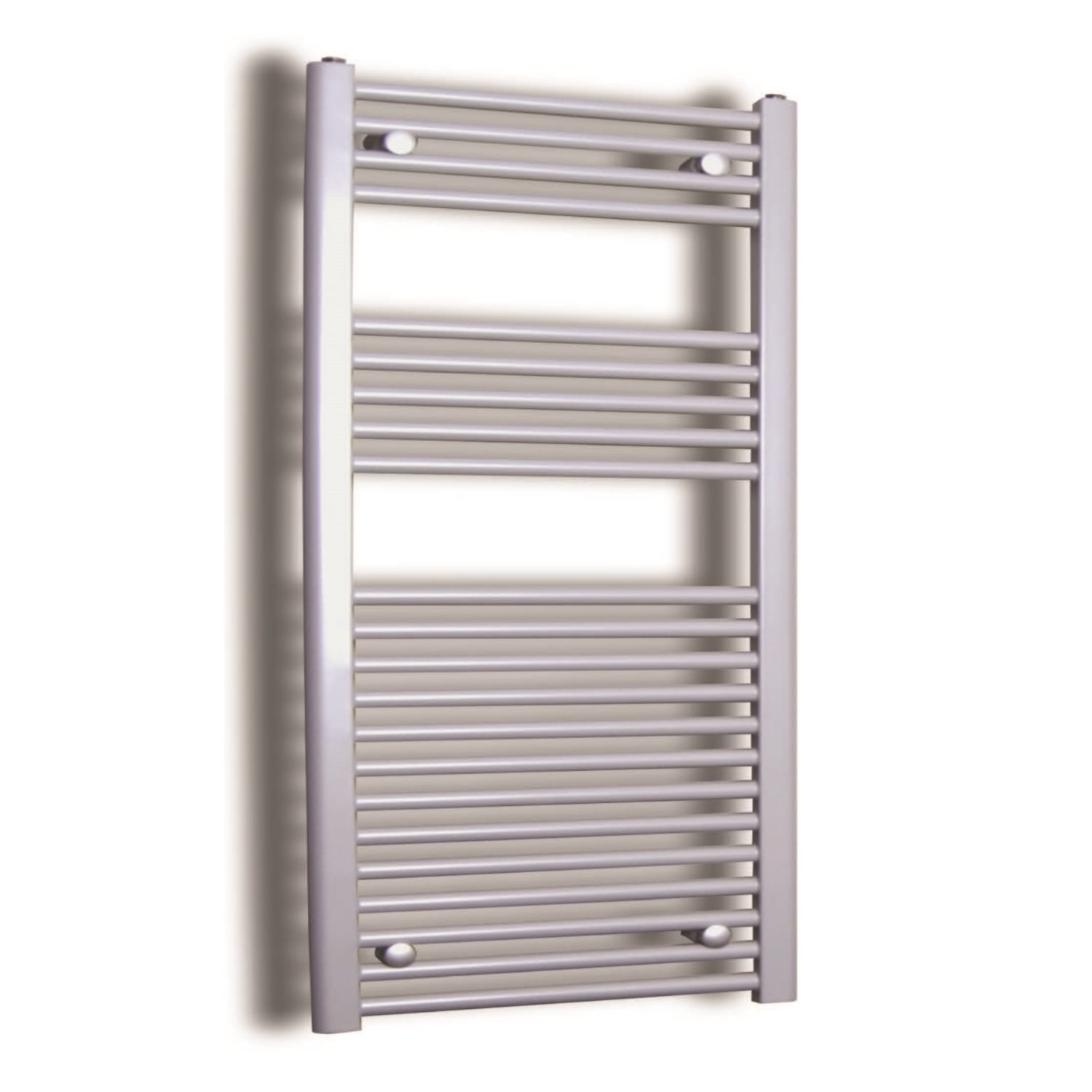 Sanicare Elektrische design radiator plug & play 111,8x60 cm inox look 730 watt met zwarte thermostaat links