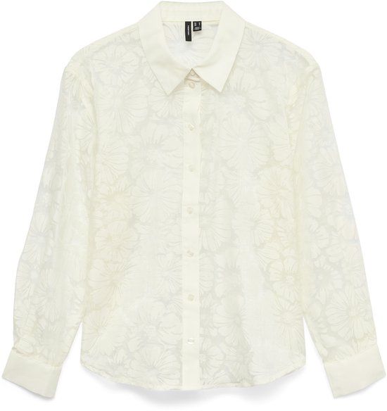 VERO MODA VMKOVA LS SHIRT WVN Dames Blouse L Cloud Dancer Gebloemd