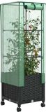 vidaXL Tuinschutting met Kasbedekking en Wielen Zwart 40 x 40 x 145 cm