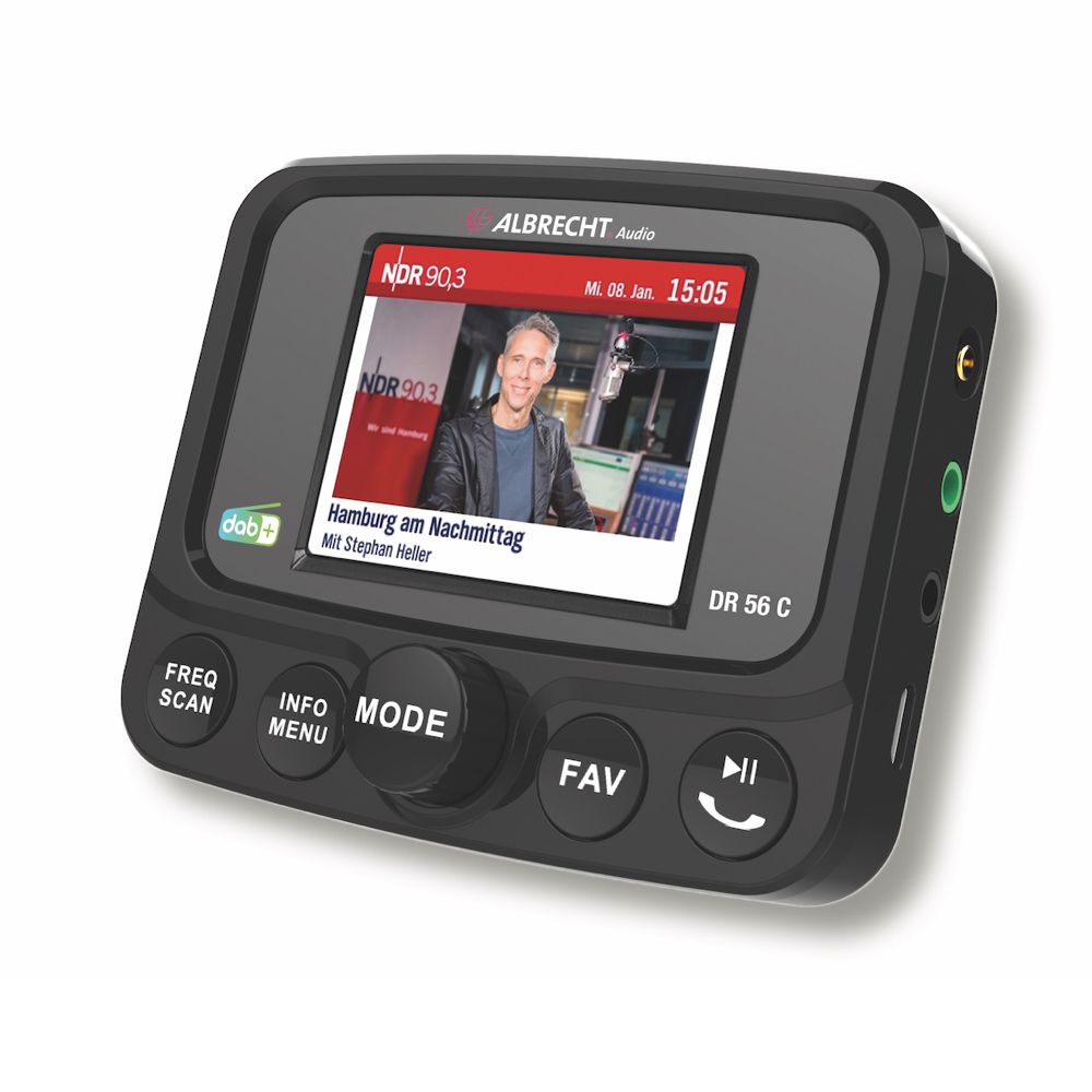 Albrecht audio Albrecht DR56C - DAB+ Autoradio Adapter - Zwart - Bluetooth - Kleurendisplay