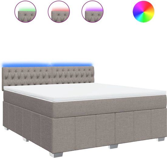 vidaXL Boxspring met matras stof taupe 180x200 cm