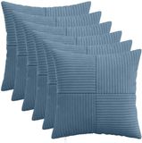 vidaXL - Kussensloop - 6 stuks - ALMELO - Blauw - 40 x 40 cm - corduroy