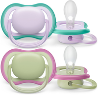 Philips Avent Ultra Air Soother - 2 Pack - 0-6 Months - Green/Lilac