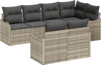 vidaXL Tuinbank - Set - 7 - st - Lichtgrijs - poly - rattan