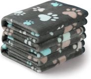 Merkloos / Sans marque Shenzhen Haorui Industrial Technology Co., Ltd. 3 pack dekens super zacht pluizig premium fleece huisdierdeken flanel nest voor hond puppy kat grijze poot, groot (104 x 76 cm)