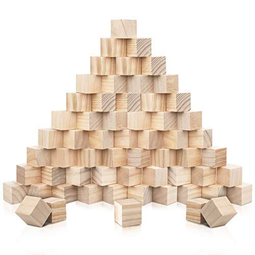 Kurtzy Kleine Houten Kubussen (60 pak) - 2 x 2 x 2 cm Houten Kubussen - Neutraal Onbewerkt Dennenhouten Blokken – Educatieve Hobby Kubussen Voor DIY, Stempelen, Hobby en Kunst, Puzzle, Nummers