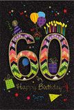 bsb Verjaardagskaart verjaardagsgroeten verjaardagswensen voor 60e verjaardag - Happy Birthday 528860-2 zwart-bont