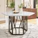 Table à manger effet marbre hexagonal 115 cm - Design unique avec pieds en branche de métal noir - Chic et moderne