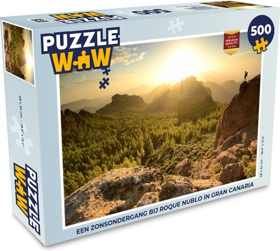 MuchoWow Puzzel Een zonsondergang bij Roque Nublo in Gran Canaria - Legpuzzel - Puzzel 500 stukjes - Sinterklaas cadeautjes - Sinterklaas voor grote kinderen