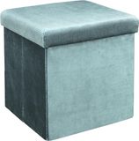 Merkloos / Sans marque Opberg Poef - Zitzak Poef - Extra Zitplaats - Inklapbaar Snel - 38x38x38cm - Blauw